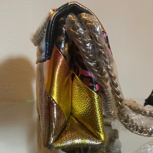 Kurt Geiger Rainbow Holographic Stripe Mini Kensington Bag (Multi) - NEW - Picture 4 of 13